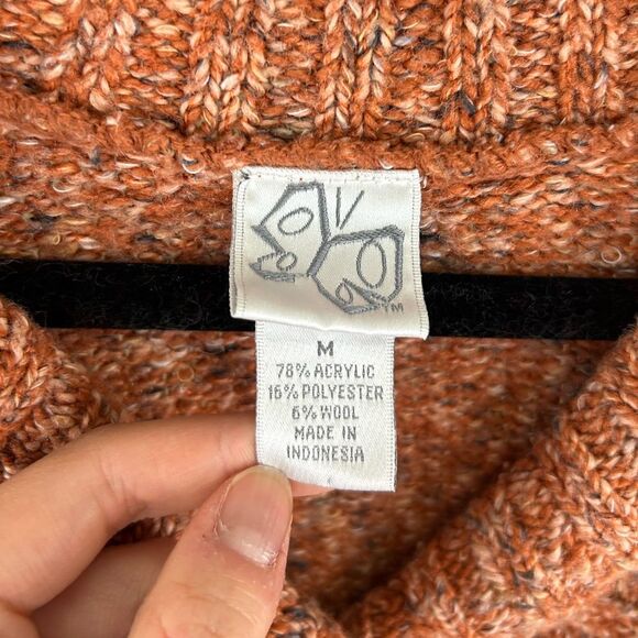 Y2K Orange Mixed Thread Cropped Collared Sweater - Picture 8 of 11